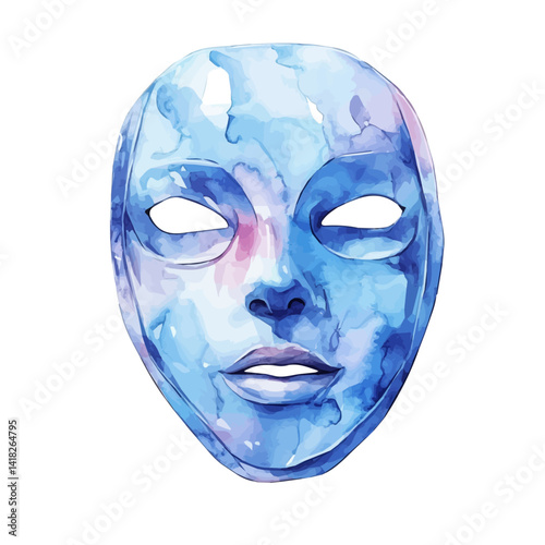 illustration of Facial Sheet Mask With Packaging, watercolor vector, isolated on a white background.