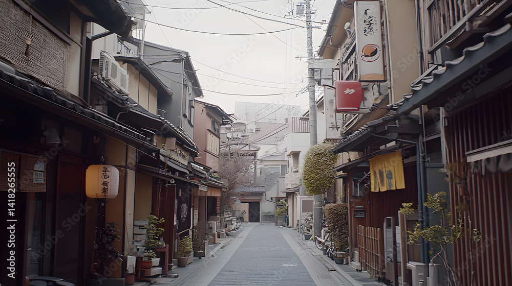 Obraz premium Japanese Street Scene In A Narrow Alley