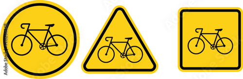 Bicycle parking sign, signboard, signage, symbol, icon set. Traffic road sign. Bicycle Parking Icon. Bike parking signs. Vector Illustration. 