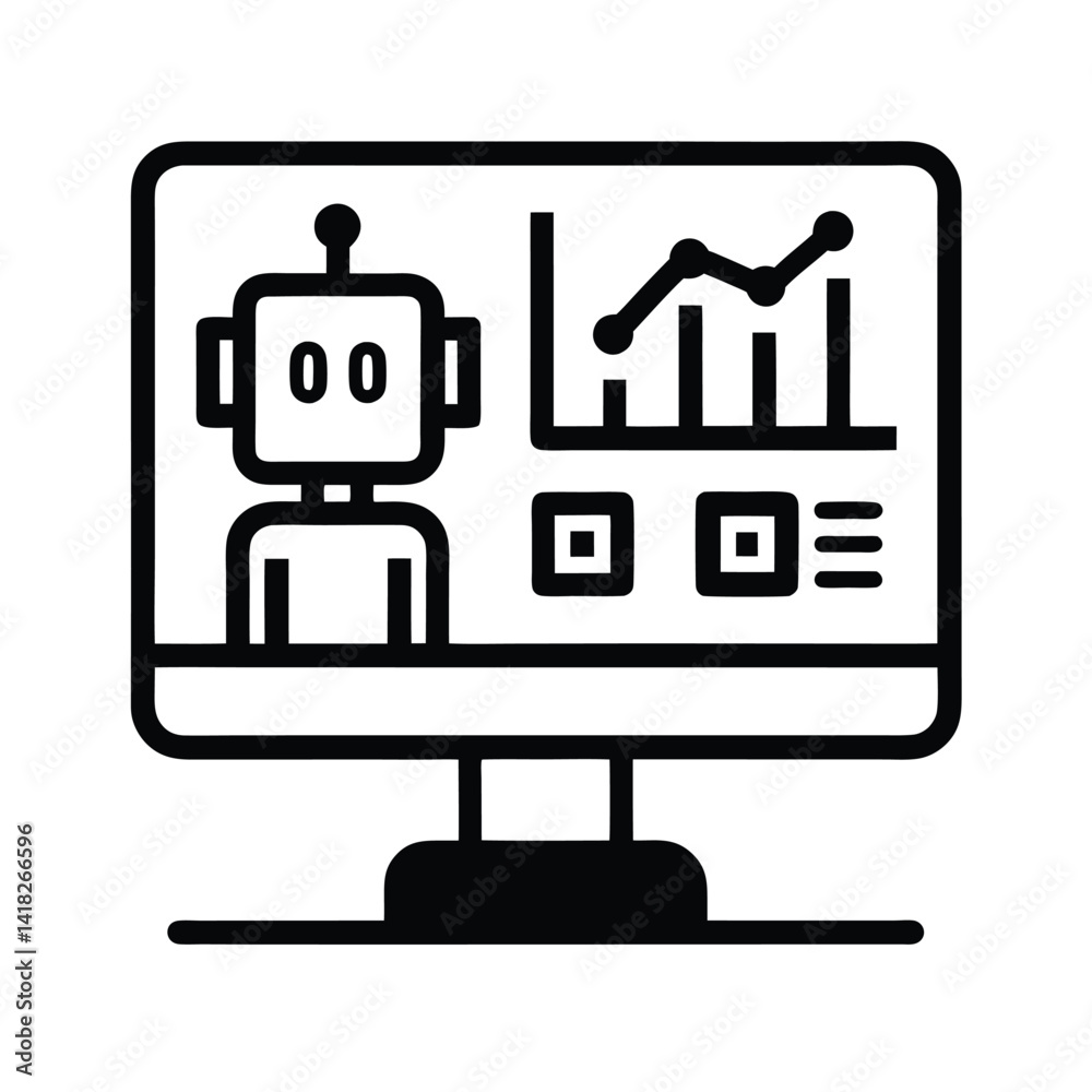 Line Art of AI Stock Trading Assistant Screen Line Art of AI Stock Trading Assistant Screen