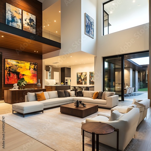 Smooth architectural flow in staircase and minimalist room high resolution picture