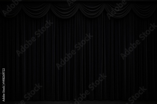Black Curtain Backdrop for Theater Performance in a Dimly Lit Venue