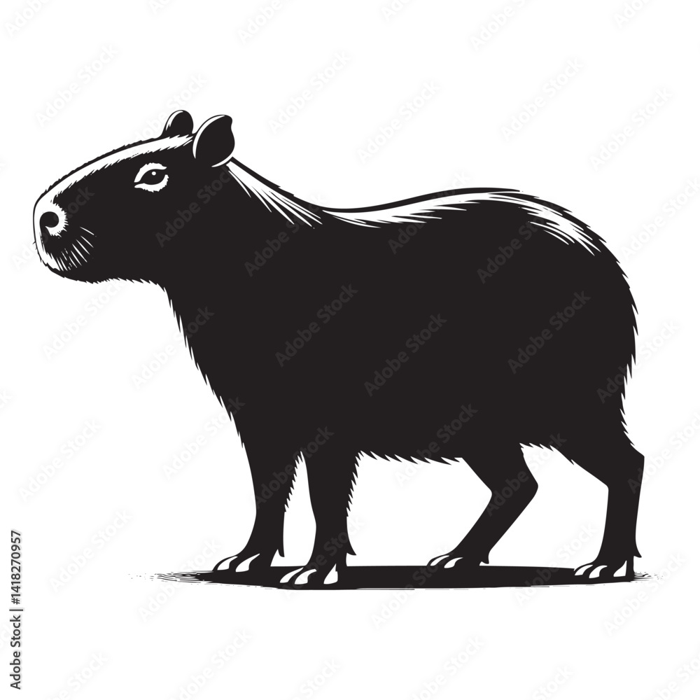 Obraz premium Gentle Giants of the Wetlands: A Charming Collection of Capybara Vector Silhouettes Celebrating the Calm Nature, Social Spirit, and Unique Shape of the World's Largest Rodent