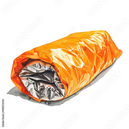 watercolor of Emergency Thermal Blanket, vector, isolated on a white background.