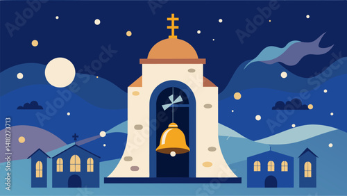 As the year comes to a close and the clock strikes midnight the church bell rings out in a symphony of sound bidding farewell to the past and. Vector illustration