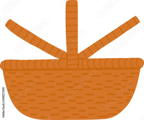 Summer Mood Season wicker picnic basket icon elements illustration