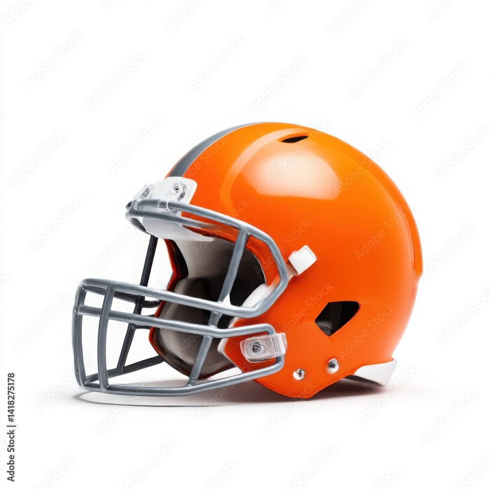 Naklejka premium Orange football helmet isolated on white background