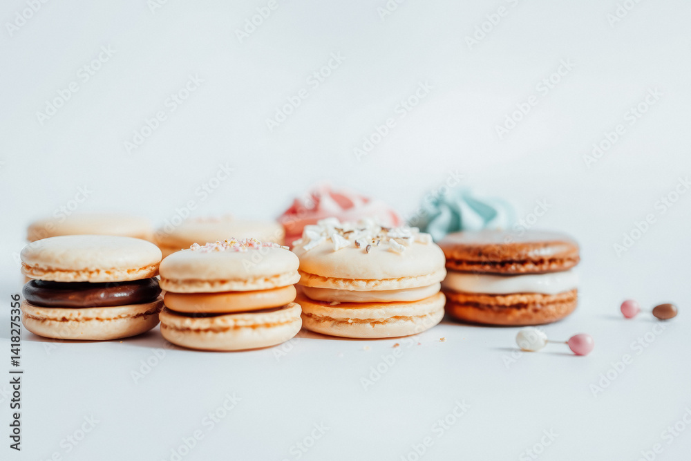 Fototapeta premium Assortment of Colorful and Delicious Macarons