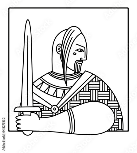 Minimal Line Art Portrait of Prince Sviatoslav