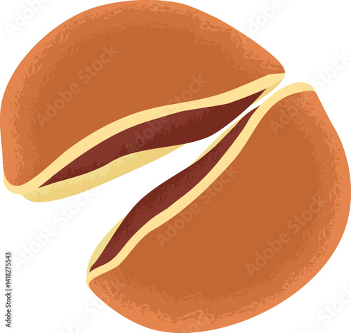Dorayaki japanese food illustration. Small pancake with bean jam.