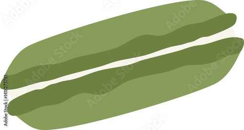 Matcha green tea macaron dessert food illustration