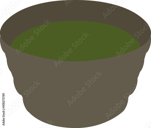 Matcha green tea cup herbal drink dessert food illustration