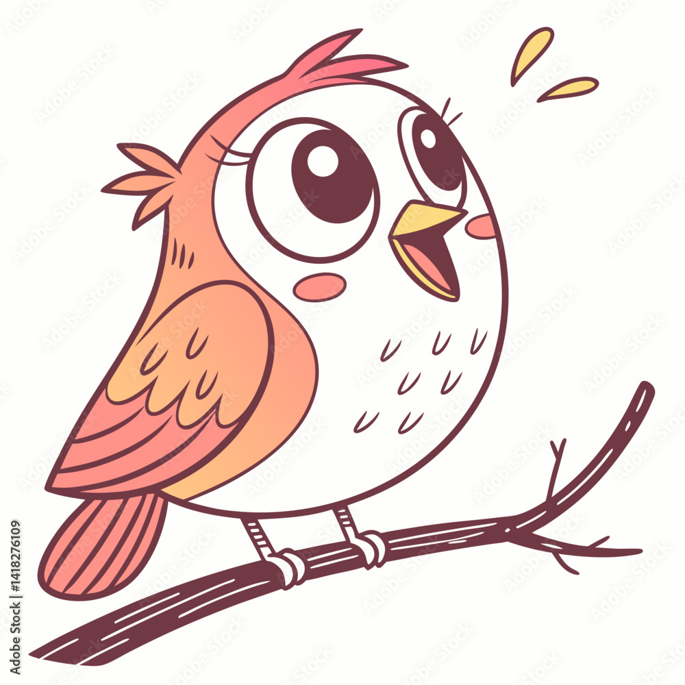 Obraz premium Cute Cartoon Bird Vector Illustration