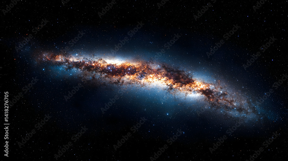 Fototapeta premium Spiral Galaxy In Deep Space With Stars And Nebula
