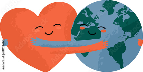 Earth and Heart Hugging Together