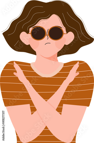 Woman Expressing Denial No or Stop with Her Hand