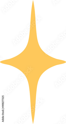 Hand drawn Yellow Sparkle Star Shinny Sticker Retro Groovy