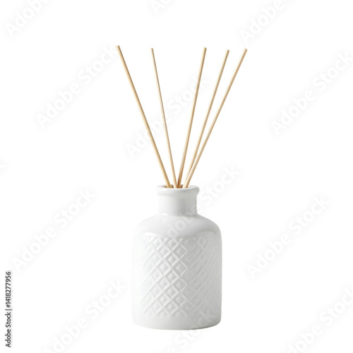 White reed diffuser bottle with sticks