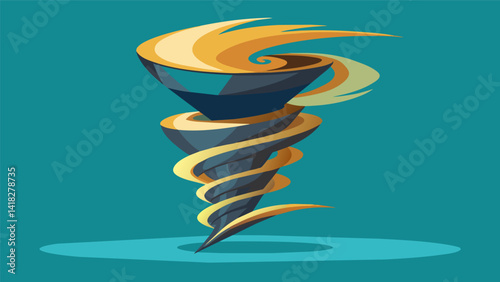A sculpture of a tornado its twisting and chaotic form symbolizes the destructive force of anger and how it can leave chaos in its wake.. Vector illustration