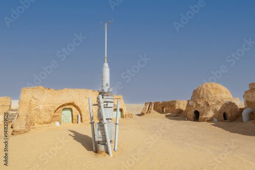Abandoned Star Wars movie sets lurk in the Tunisian Sahara Desert.