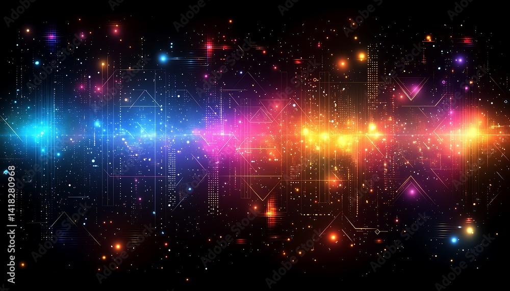 Fototapeta premium Abstract digital landscape of vibrant energy flow.