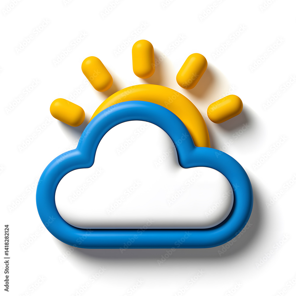 Obraz premium Sunny Day Icon: 3D Render of a Cloud and Sun