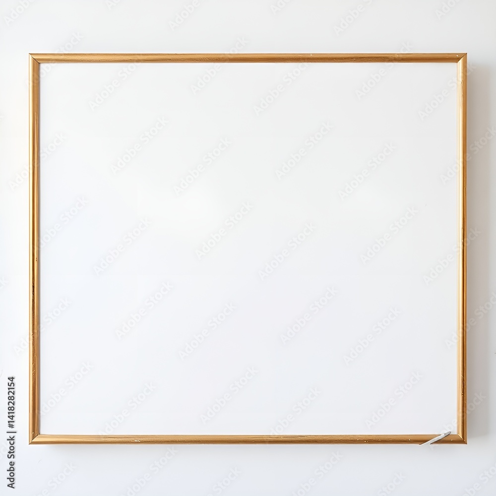 Obraz premium Empty white canvas in a golden frame for mockup presentation