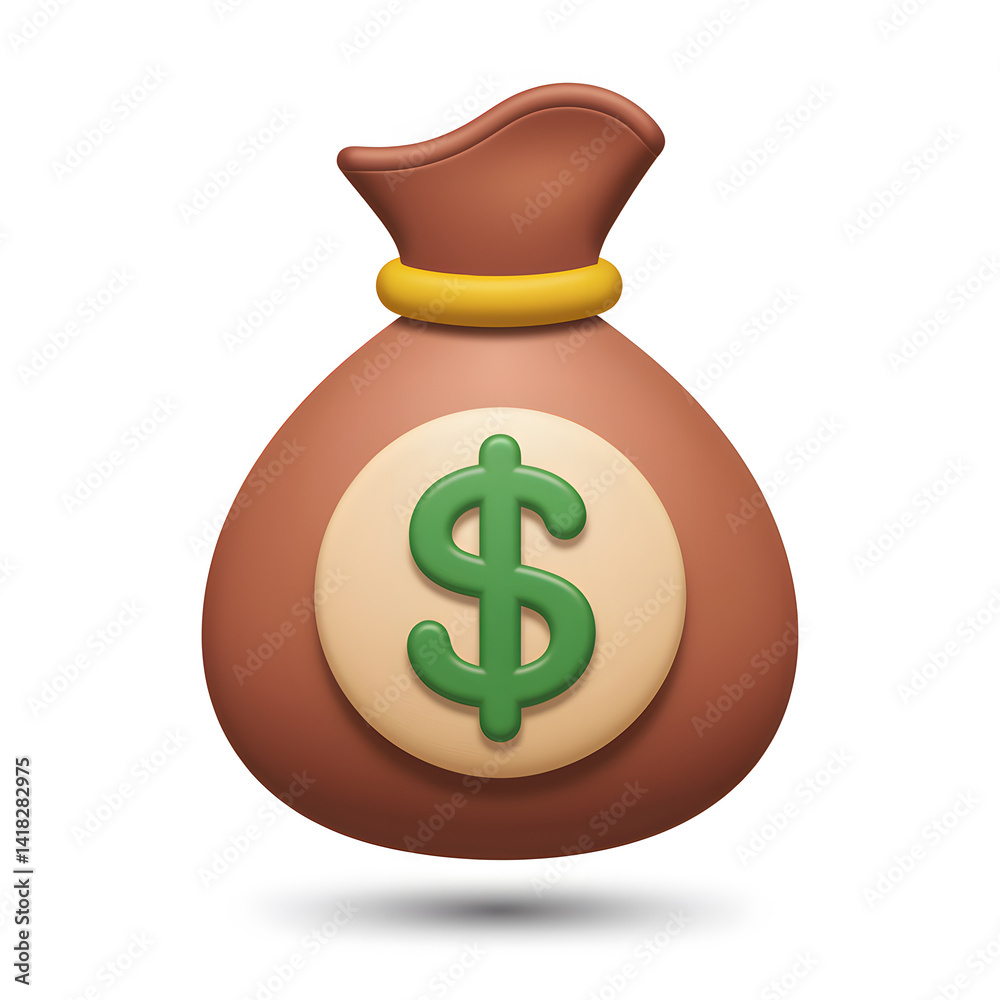 Brown Money Bag Icon: A 3D rendering of a classic money bag, symbolic of wealth, finance, and prosperity, perfect for financial applications and websites. Brown Money Bag Icon: A 3D rendering of a classic money bag, symbolic of wealth, finance, and prosperity, perfect for financial applications and websites.