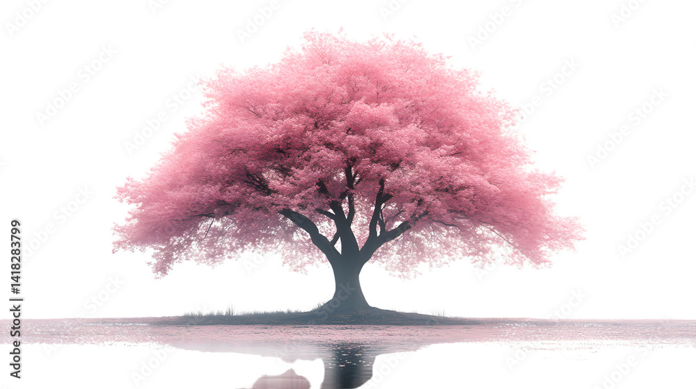 Obraz premium Pink Blossom Tree Spring Nature Scene Tranquil Landscape Floral Background Artistic Image