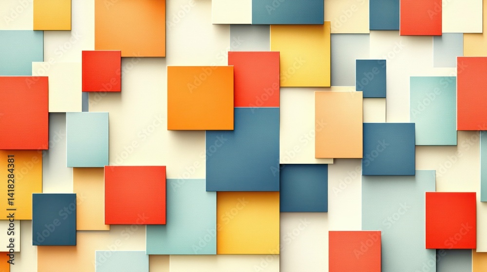 Abstract pattern of colorful squares and rectangles, modern art illustration Abstract pattern of colorful squares and rectangles, modern art illustration