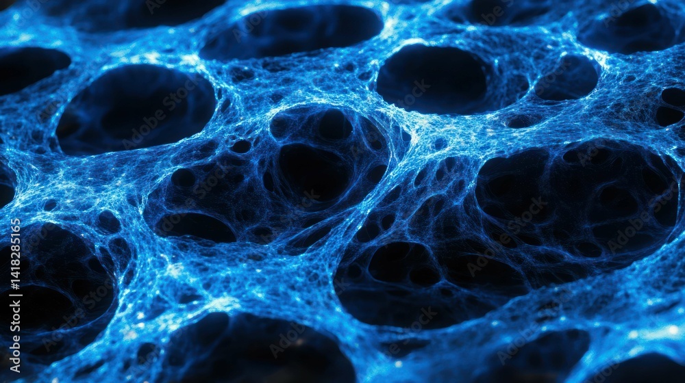 A striking close-up of a blue, glowing, interconnected network structure. A striking close-up of a blue, glowing, interconnected network structure.
