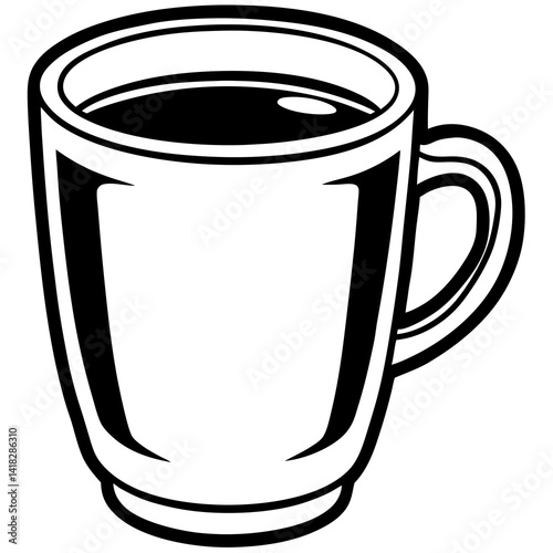 Mug of Coffee: A simple, clean illustration of a mug filled with coffee. Perfect for representing a morning pick-me-up, break time, or cozy atmosphere.