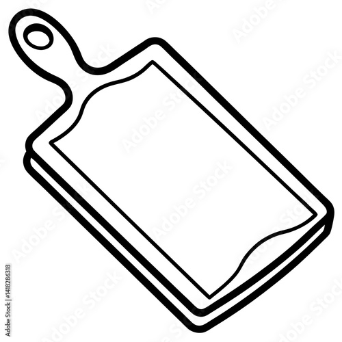Wooden Chopping Board: A minimalist outline showcases a classic wooden chopping board, highlighting its clean lines and functional design.