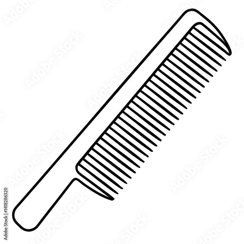 Hair Comb Line Art: A sleek line art illustration of a hair comb, designed for grooming and personal care, featuring a classic design.