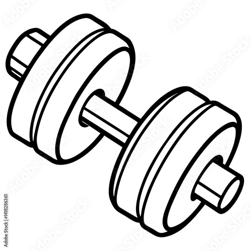 Dumbbell Outline: A minimalist, line-art representation of a dumbbell, perfect for conveying concepts of fitness, strength training, and physical well-being.