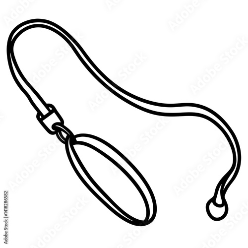 Pet Leash Line Art: A simple, yet elegant, line art illustration of a pet leash, ideal for design projects or pet-related themes, this art is versatile for various applications.