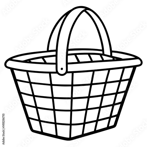Picnic Basket: A simple, charming picnic basket illustration perfect for any design project. It captures the essence of outdoor relaxation and enjoyment.