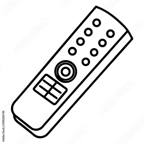 Control at Your Fingertips: A sleek, modern remote control, meticulously illustrated in high contrast, offers easy user control.