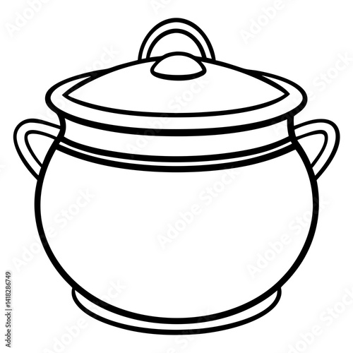 Kitchen Classic: A Simple illustration of a closed, traditional cooking pot, capturing a sense of culinary nostalgia and simplicity.
