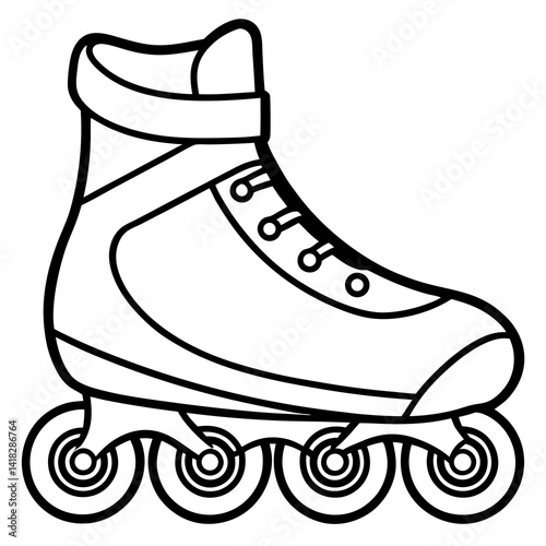 Roller Skate in Silhouette: A detailed, clean outline of a roller skate, perfect for illustrating the essence of movement, action, and recreational fun. A graphic symbol of active leisure.