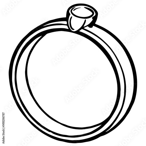 Engagement Ring: A timeless and elegant engagement ring, a symbol of love and commitment, rendered in clean lines against an elegant backdrop. 