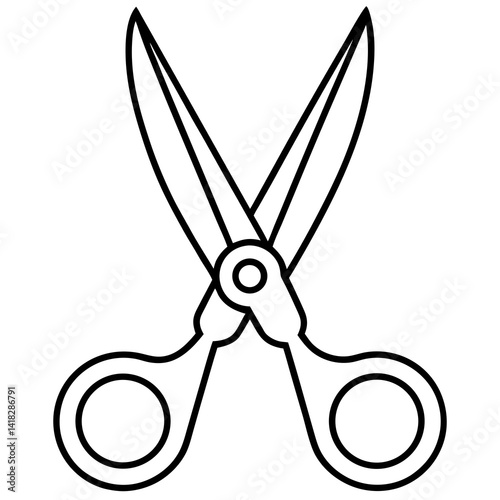 Scissors: A simple, starkly rendered outline of scissors, showcasing their sharp blades, perfect for artistic or crafting endeavors.