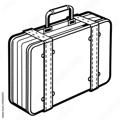 Monochrome Suitcase Illustration: A sleek, minimalist illustration showcases a sturdy suitcase, emphasizing its classic design and practical functionality for the modern traveler.