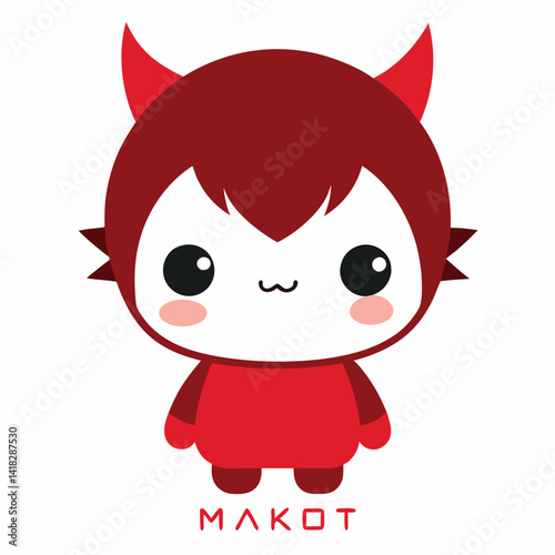 Cute devil character with horns