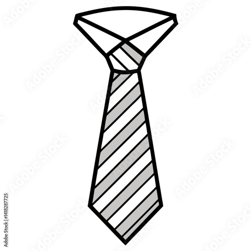 Formal Tie Design: A simple, monochromatic depiction of a striped formal tie. Perfect for illustrating concepts related to business or formal attire. 