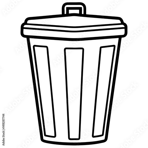 Recycle Bin Graphic: A minimalistic illustration of a classic, stylized trash receptacle, essential for waste management and environmental care, emphasizing a dedication to a cleaner world.