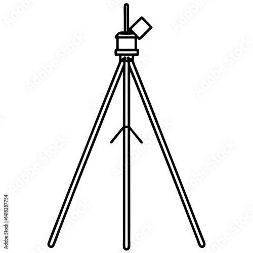 Professional Tripod Silhouette: An elegant line drawing of a professional tripod, perfect for photography, videography, and creative pursuits.
