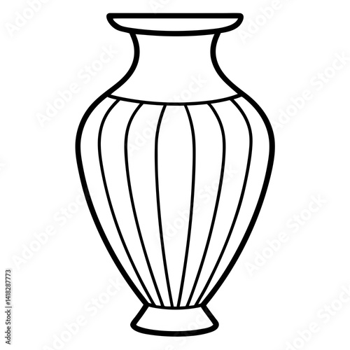 Elegant Vase Outline: This captivating image presents a sophisticated vase, meticulously outlined in a simple, line art style. It is a perfect illustration for those looking to add a touch of class.