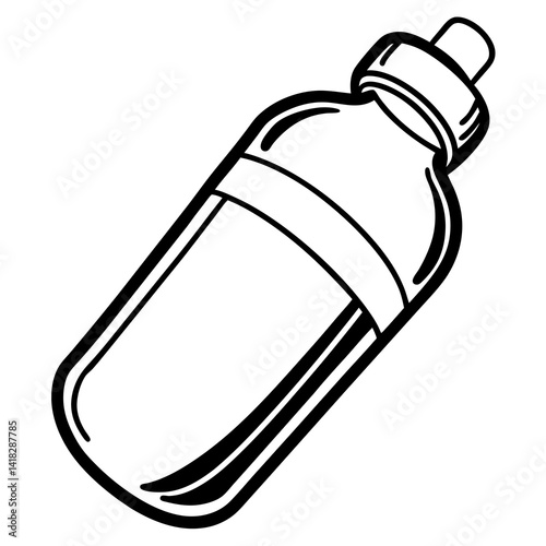 Clear Glass Bottle with Cap: A simple illustration of a clear glass bottle with a cap, perfect for showcasing your product or brand. This versatile design can be used for a variety of purposes.