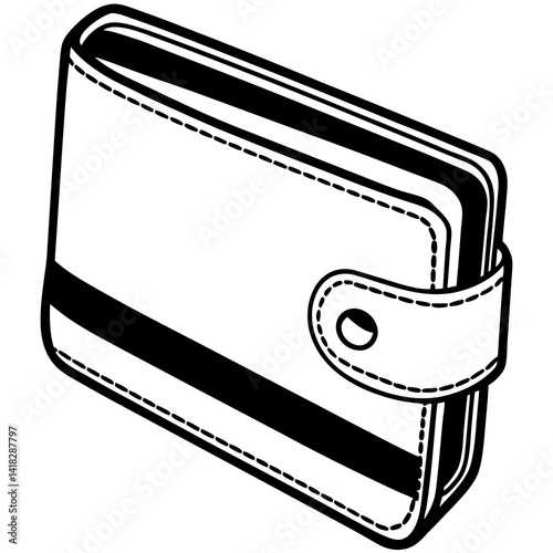 Wallet Icon: A minimalist illustration of a leather wallet, designed for various financial and lifestyle themes, capturing essence of functionality and simplicity.